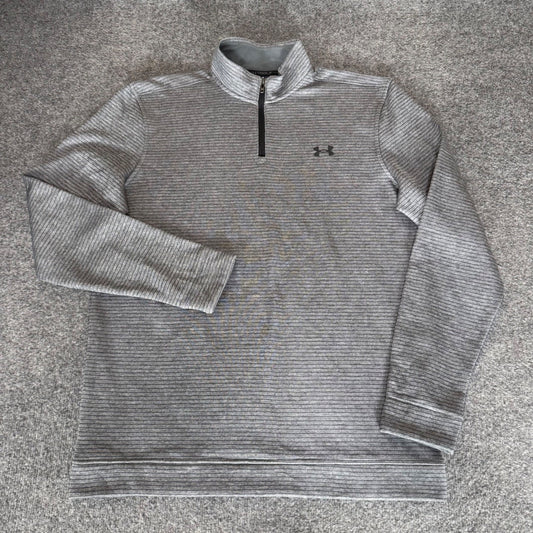 Under Armour Golf Storm Mens Large Tall Gray Striped Quarter Zip Pullover Casual