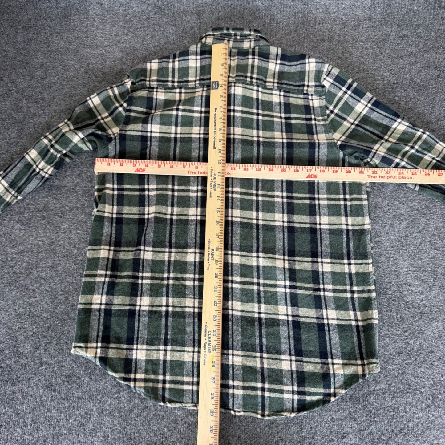 Eddie Bauer Mens Green Plaid Flannel Shirt Long Sleeve Cotton Button Up Large