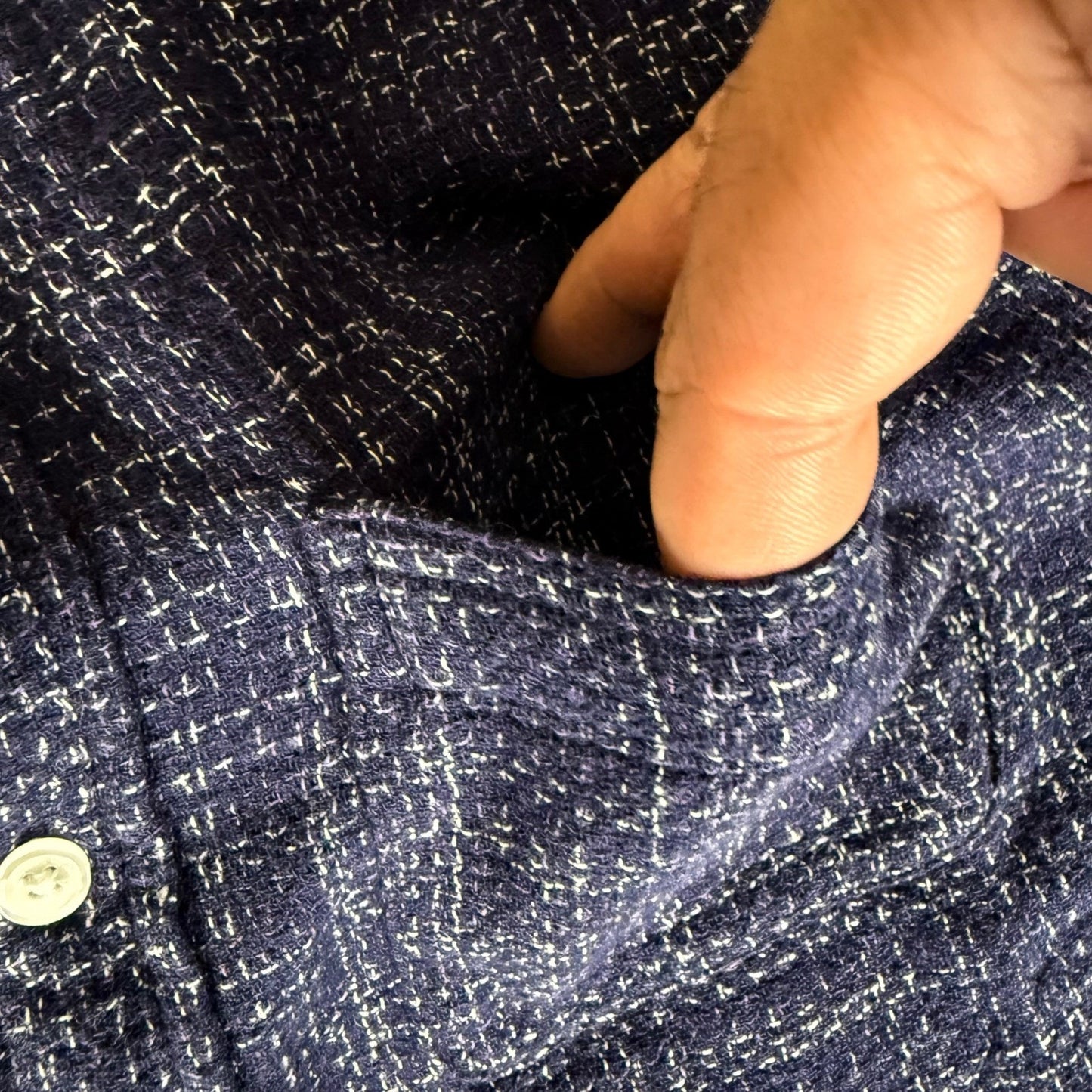 The Normal Brand Shirt Medium Mens Blue Textured Short Sleeve Button Up Casual