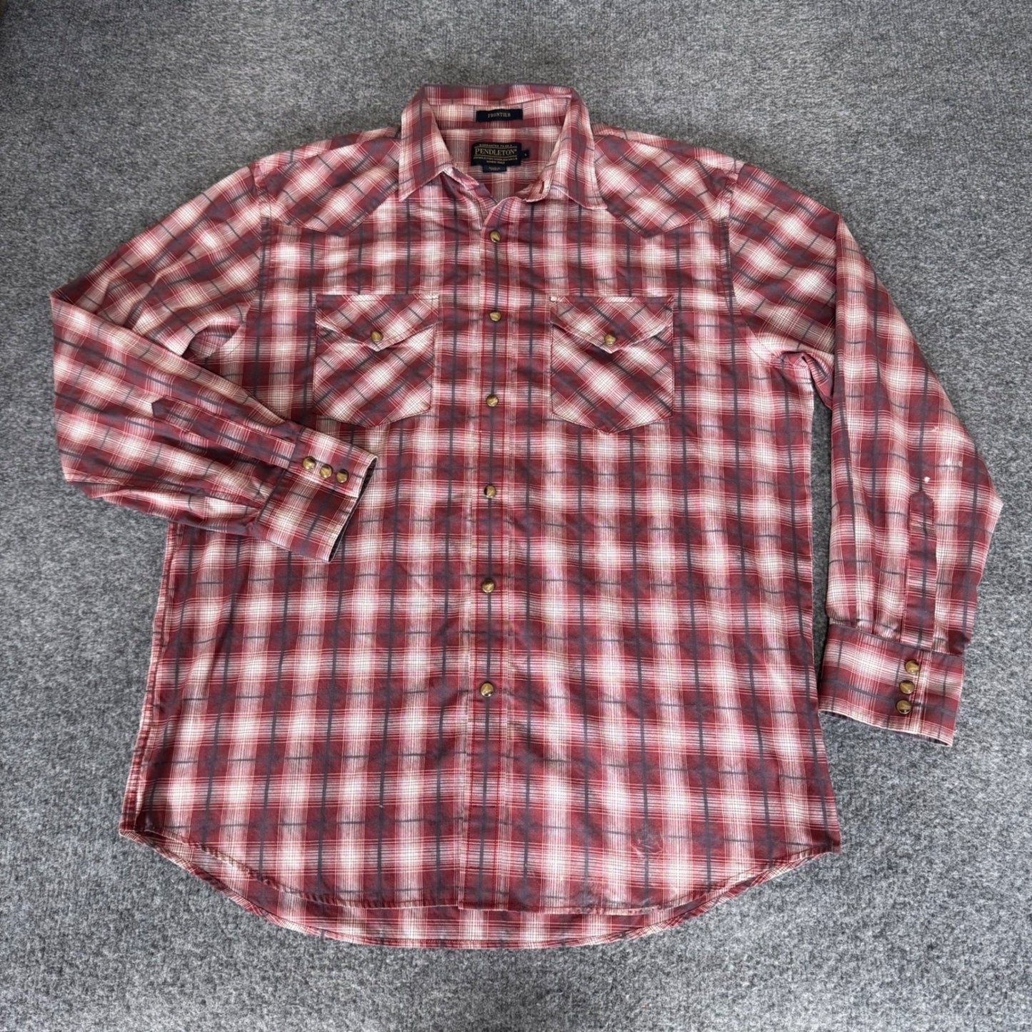 Pendleton Frontier Pearl Snap Shirt Long Sleeve Mens Large Red Plaid Western