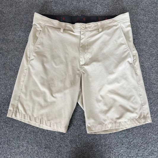 Johnston & Murphy XC4 Short Mens 34 Beige Performance Stretch Golf Casual Travel