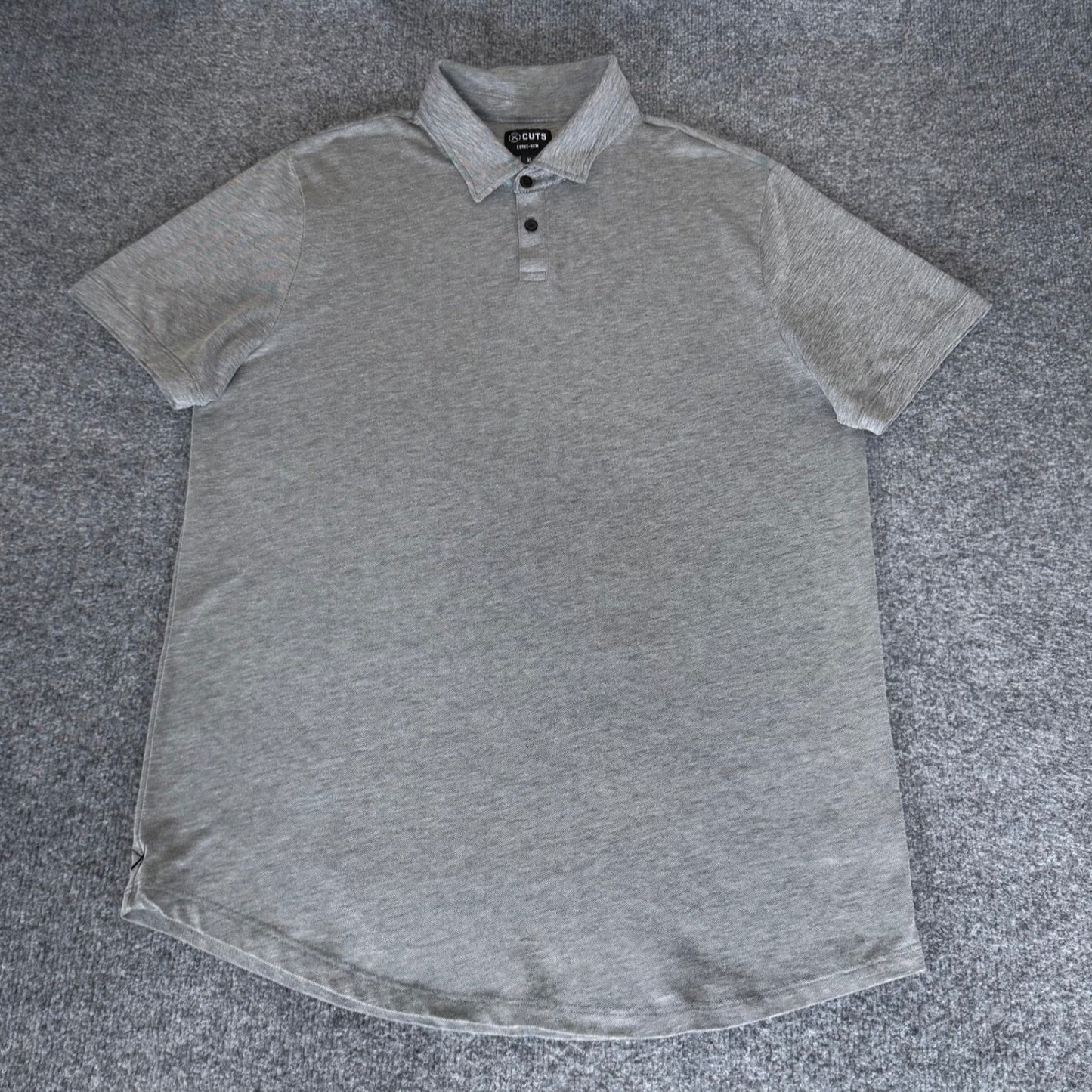 Cuts Curve Hem Polo Shirt Mens XL Gray Pima Cotton Short Sleeve Casual Modern