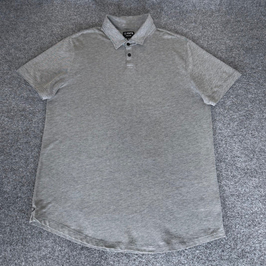 Cuts Curve Hem Polo Shirt Mens XL Gray Pima Cotton Short Sleeve Casual Modern