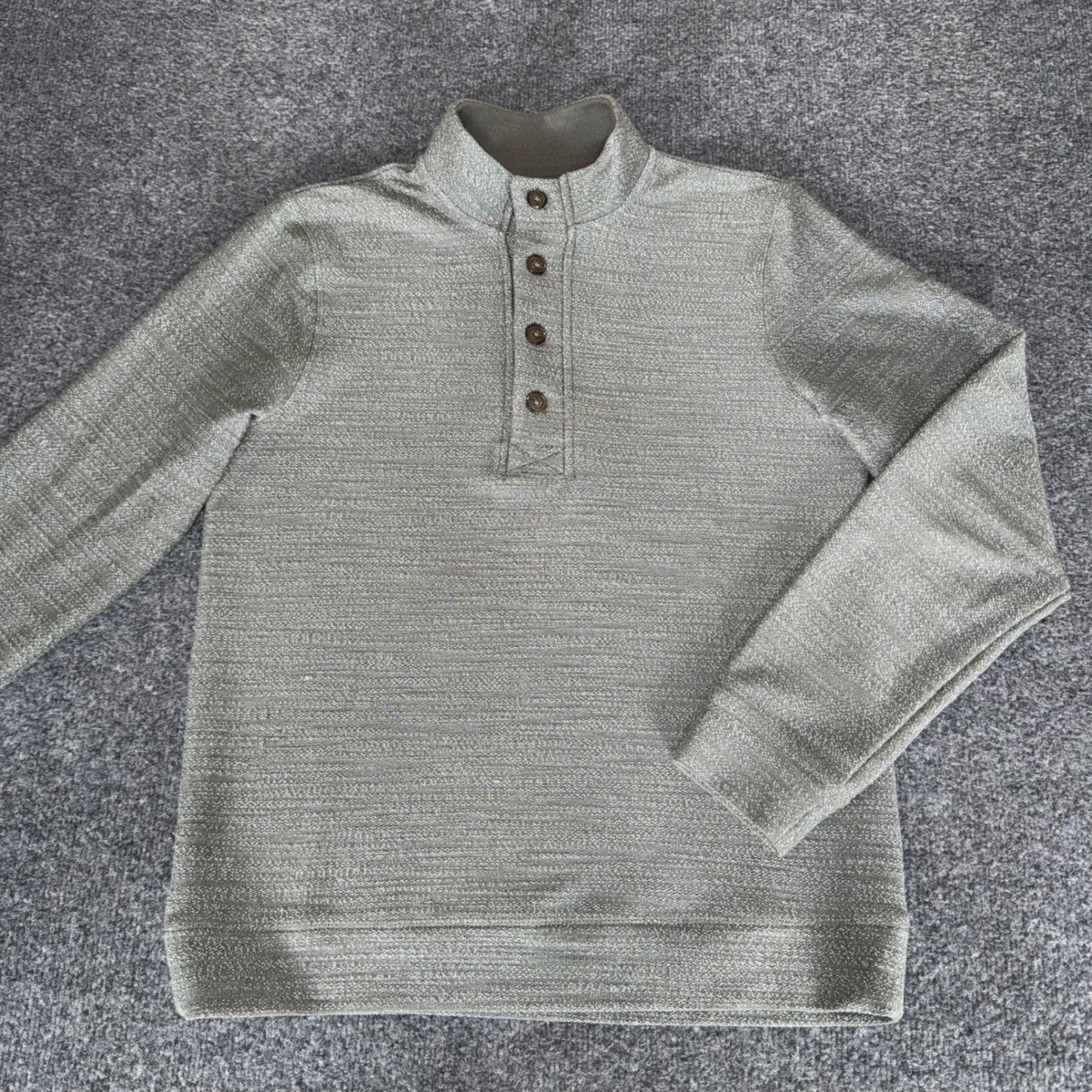 Marine Layer Button Henley Mock Neck Sweater Mens Small Green Pullover Casual