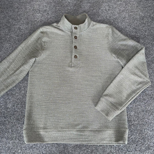 Marine Layer Button Henley Mock Neck Sweater Mens Small Green Pullover Casual
