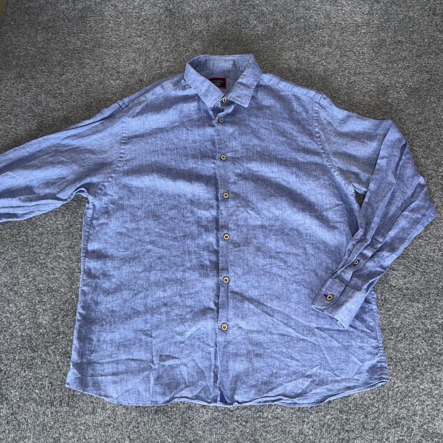 UNTUCKit Shirt Mens XL Blue 100% Linen Button Up Long Sleeve Casual Summer