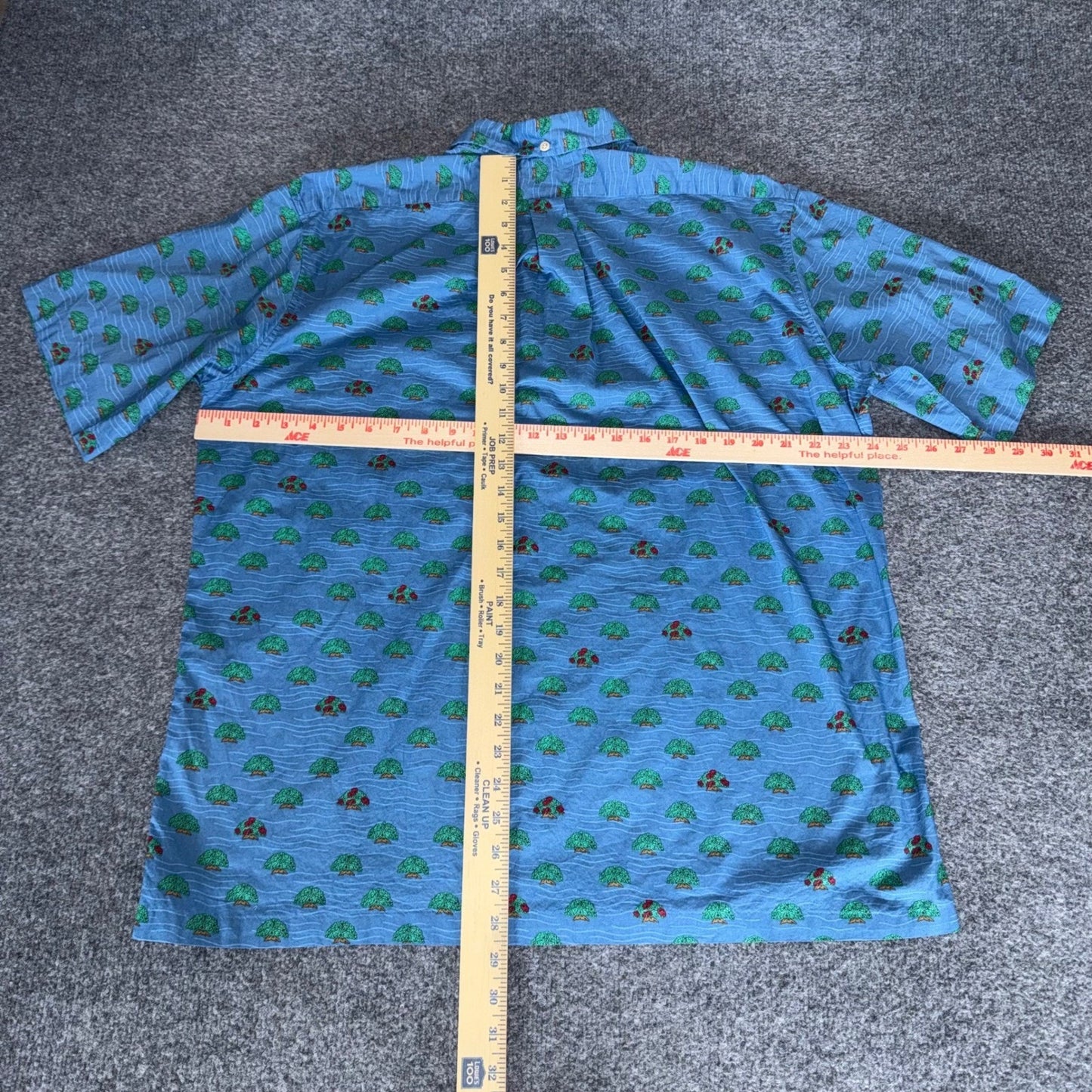 Reyn Spooner Hawaiian Shirt Men XL Blue Egyptian Cotton Tree Print Popover Aloha