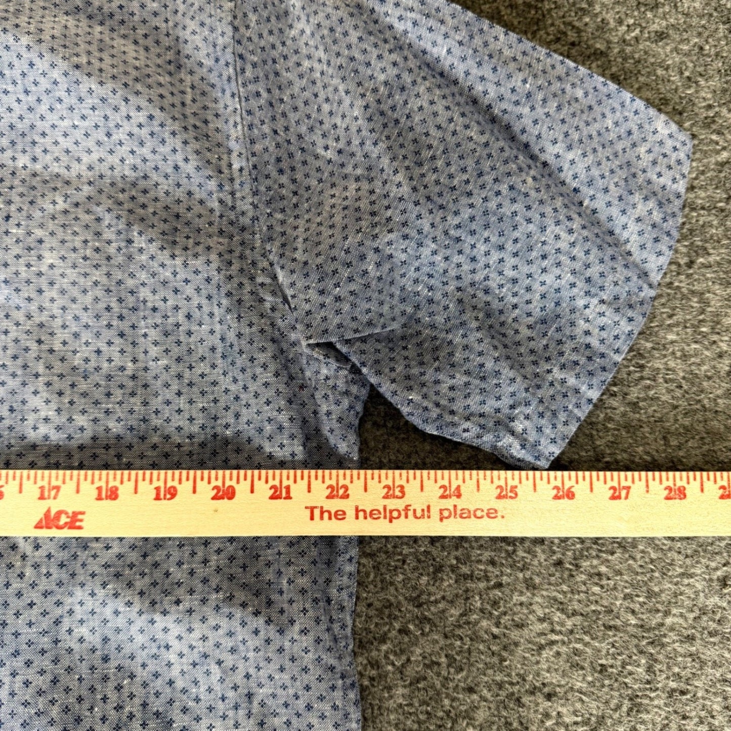 Brooks Brothers Regent Mens Blue Geometric Linen Shirt Large Short Sleeve Casual