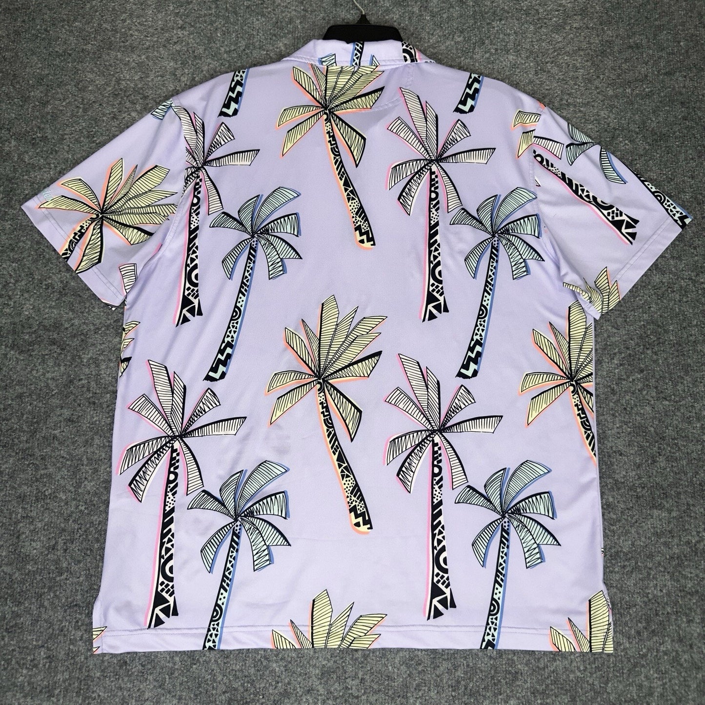 Chubbies Polo Shirt Mens L Purple Palm Tree Performance Golf Preppy Casual Adult