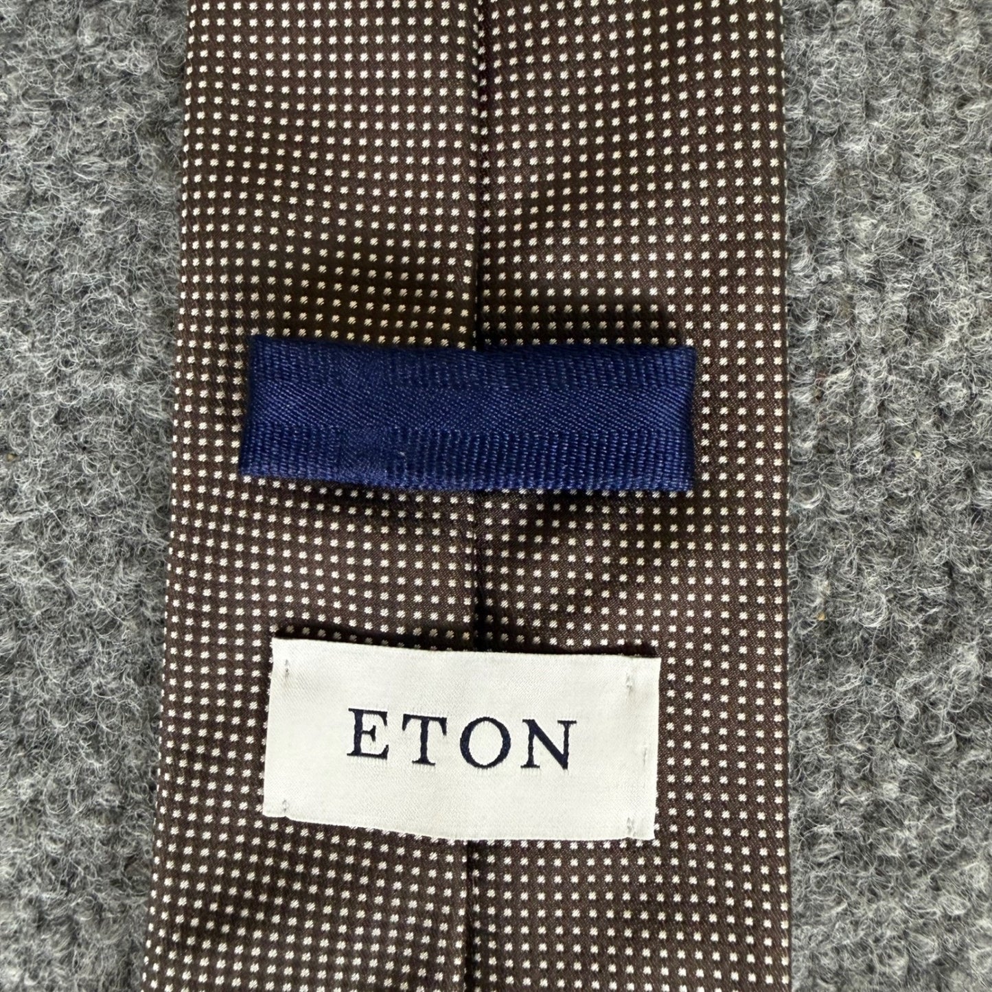 Eton Mens Silk Tie Brown Micro Dot England Necktie Business Dress Formal Classic