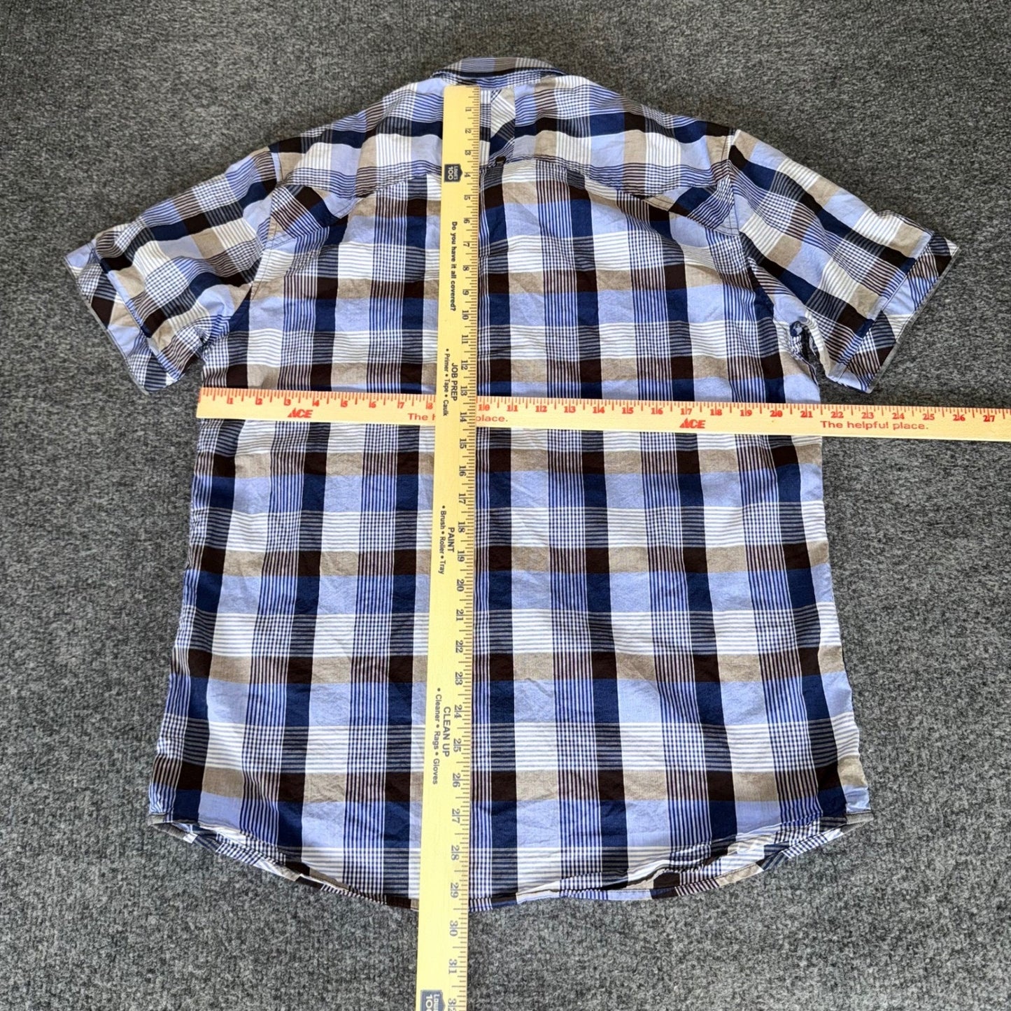 7 Diamonds Shirt Mens XL Blue Plaid Short Sleeve Pearl Snap Cowboy Western Rodeo