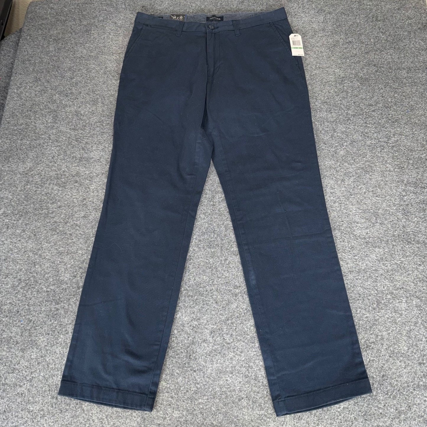 Nautica Deck Pant Mens 34x32 Navy Blue Stretch Classic Fit Chino Pant NEW Casual