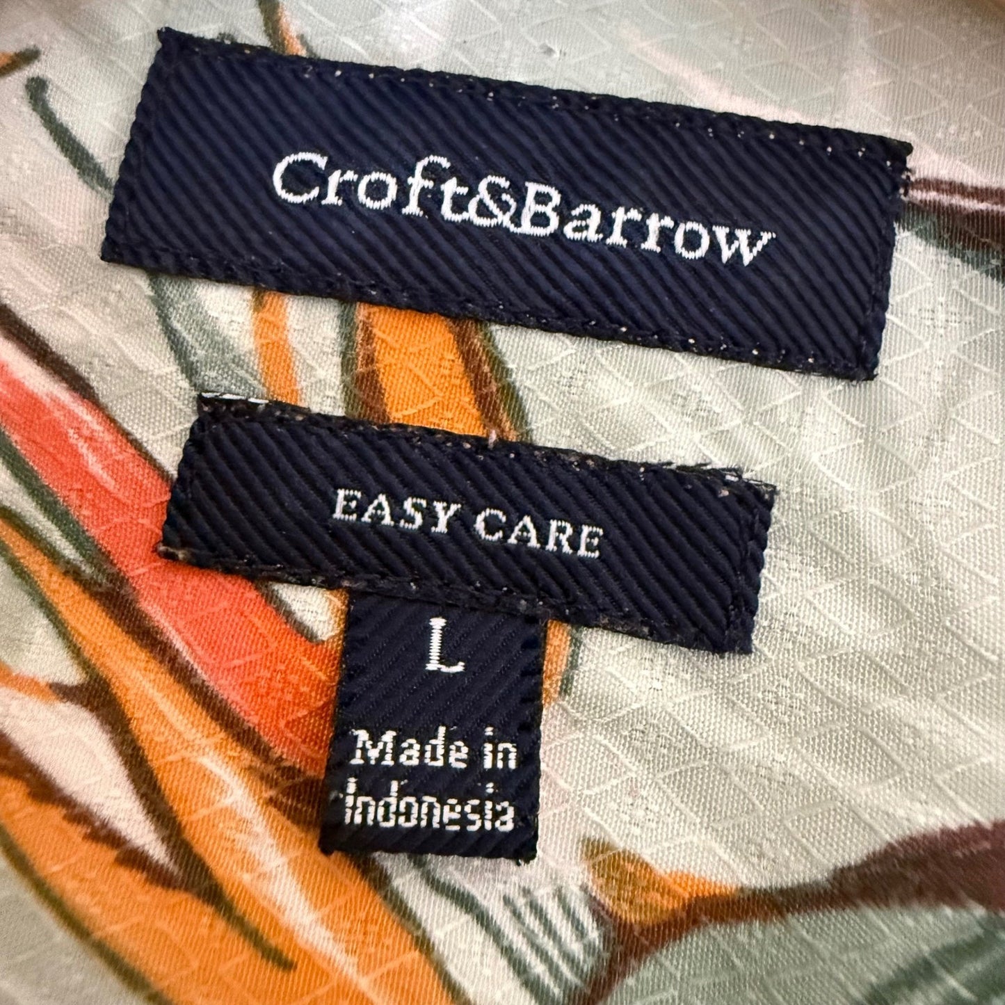 Croft & Barrow Mens Large Bird of Paradise Floral Hawaiian Shirt Short Sleeve