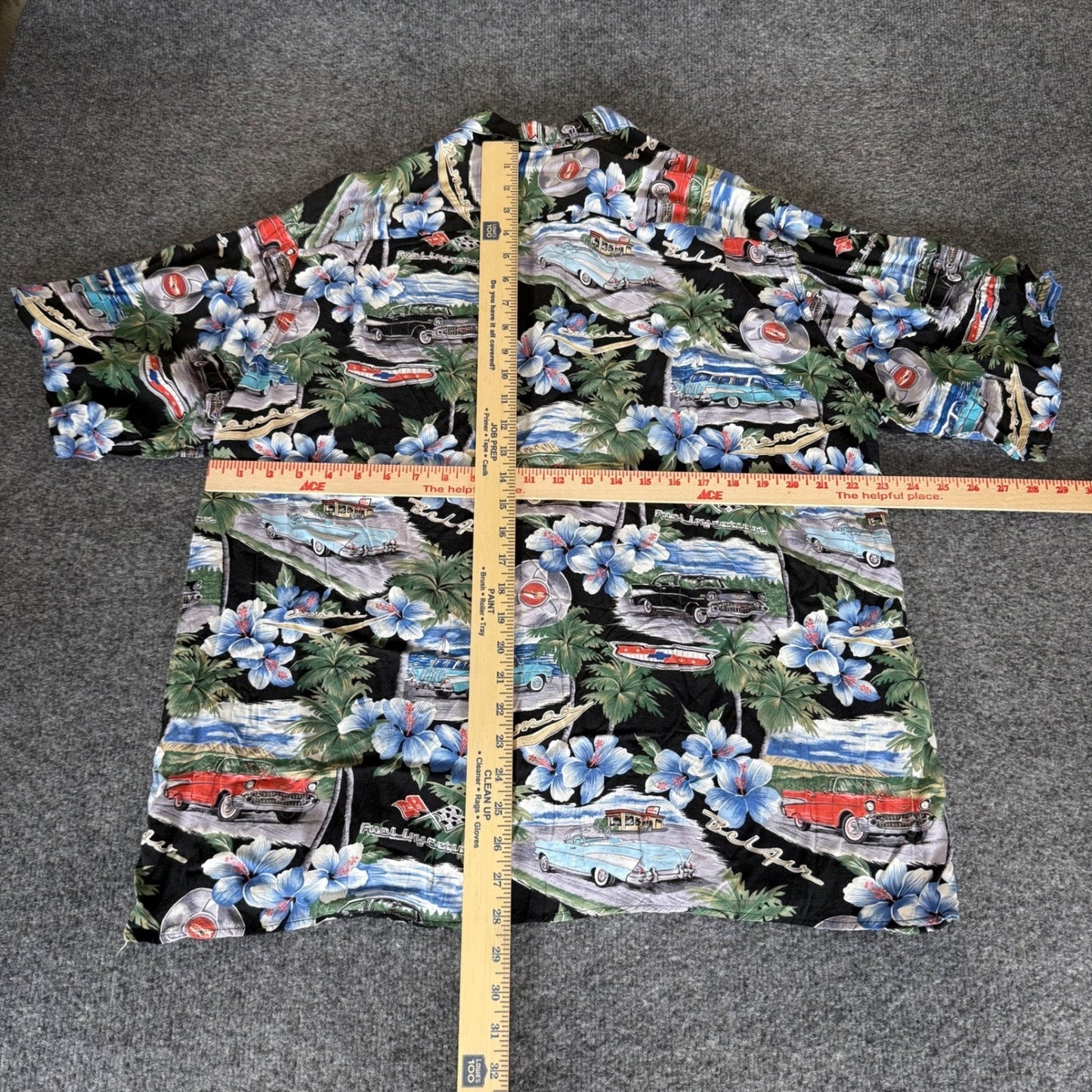 Reyn Spooner Hawaiian Shirt Mens XL Cars Floral Aloha Camp Casual