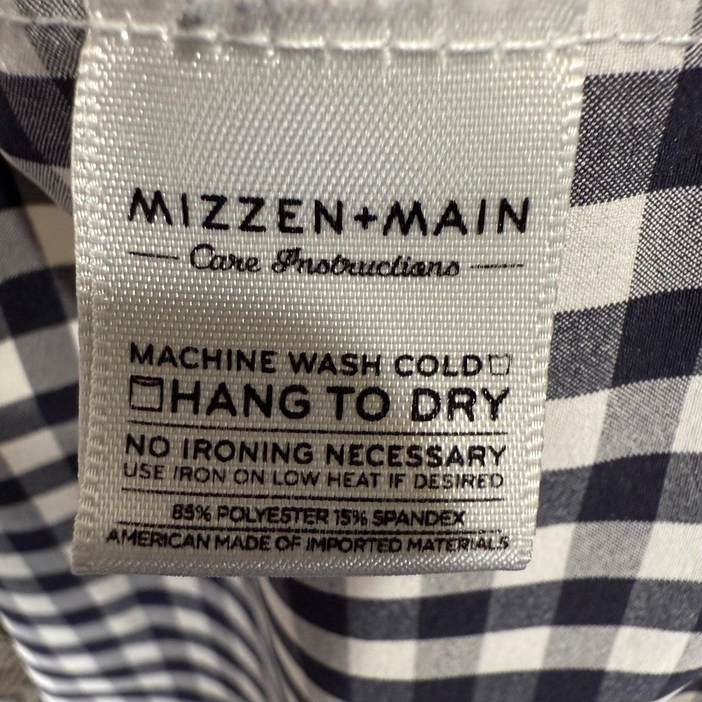 Mizzen+Main Gingham Shirt Mens L Trim Fit Button Up Stretch Casual Performance