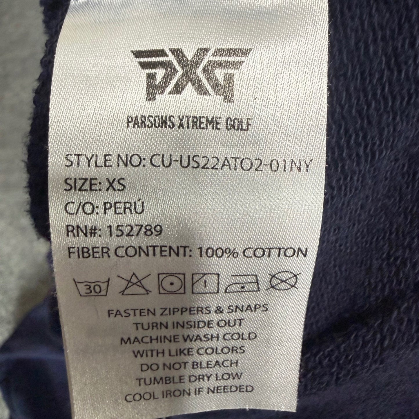 PXG Parsons Xtreme Golf Mens XS Navy Blue Snap Neck Sweatshirt Pullover Casual
