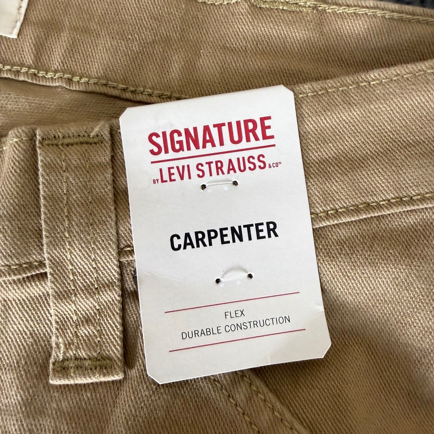 Levi Strauss Signature Mens Carpenter Pants Tan Flex Canvas 36x36 NWT Workwear