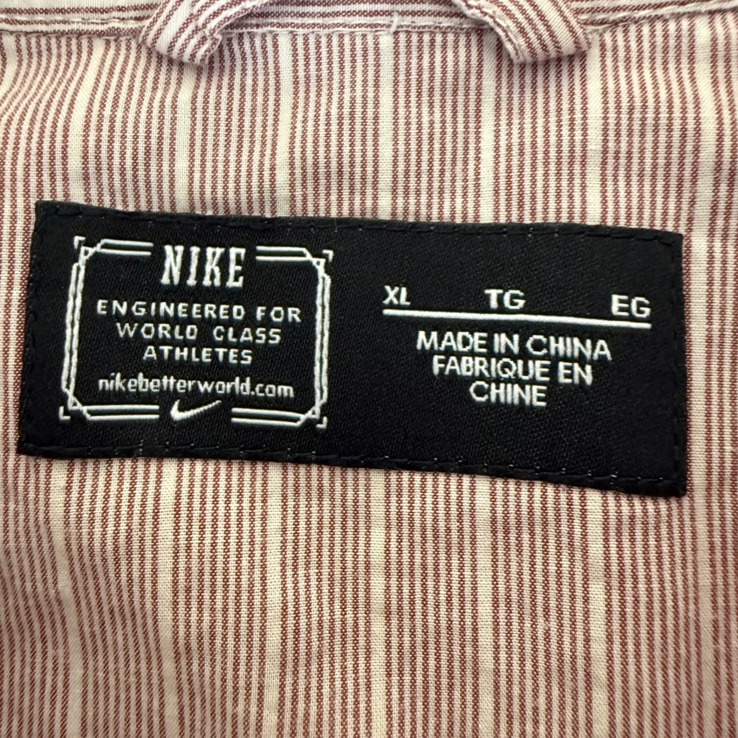 Nike Mens XL Long Sleeve Button Up Shirt Pink Striped Cotton Stretch Casual