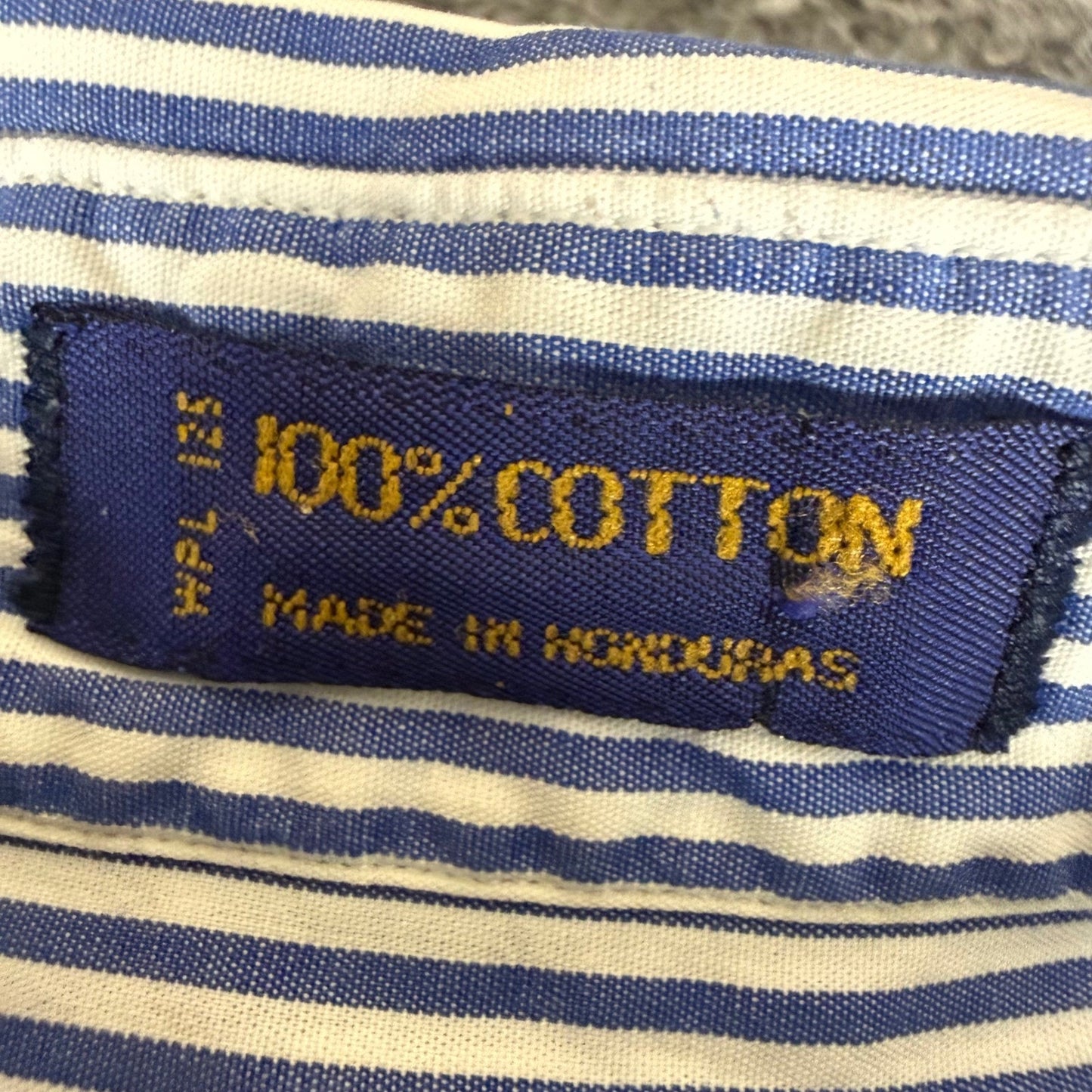 Vintage Chaps Ralph Lauren Mens Blue Striped Button Down Shirt 16.5 32/33 Cotton