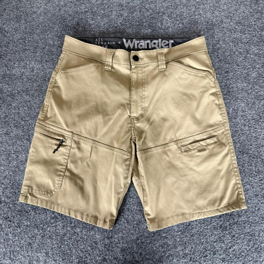 Wrangler ATG All Terrain Gear Mens Cargo Shorts Khaki 32 Outdoor Hiking Utility