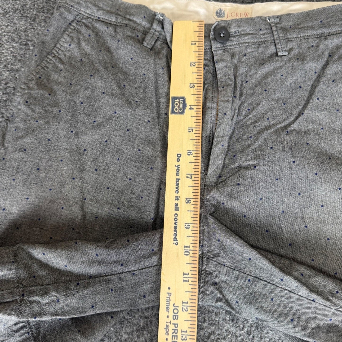J.Crew Mens 32 Gray Blue Polka Dot Chino Shorts Cotton Casual Flat Front Summer
