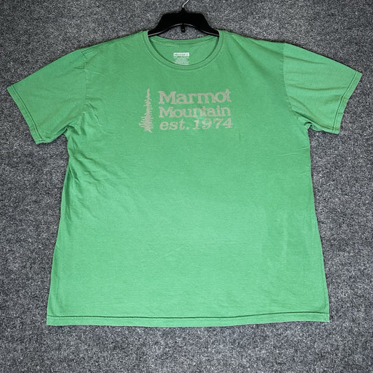 Marmot T-Shirt Mens XL Green Short Sleeve Outdoors Gorpcore Casual Adult