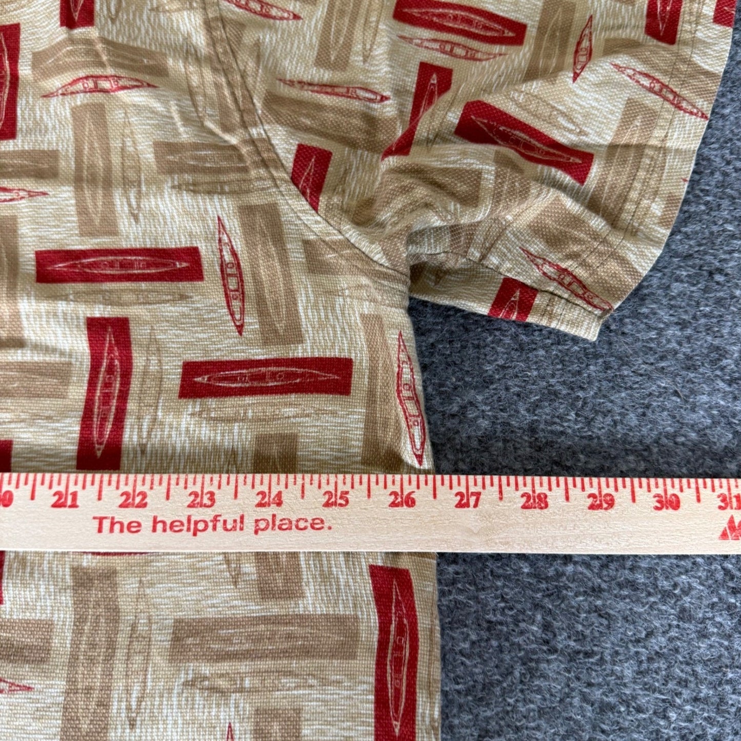 Woolrich Shirt Mens XL Khaki AOP Kayaks Short Sleeve Button Up Outdoor Casual