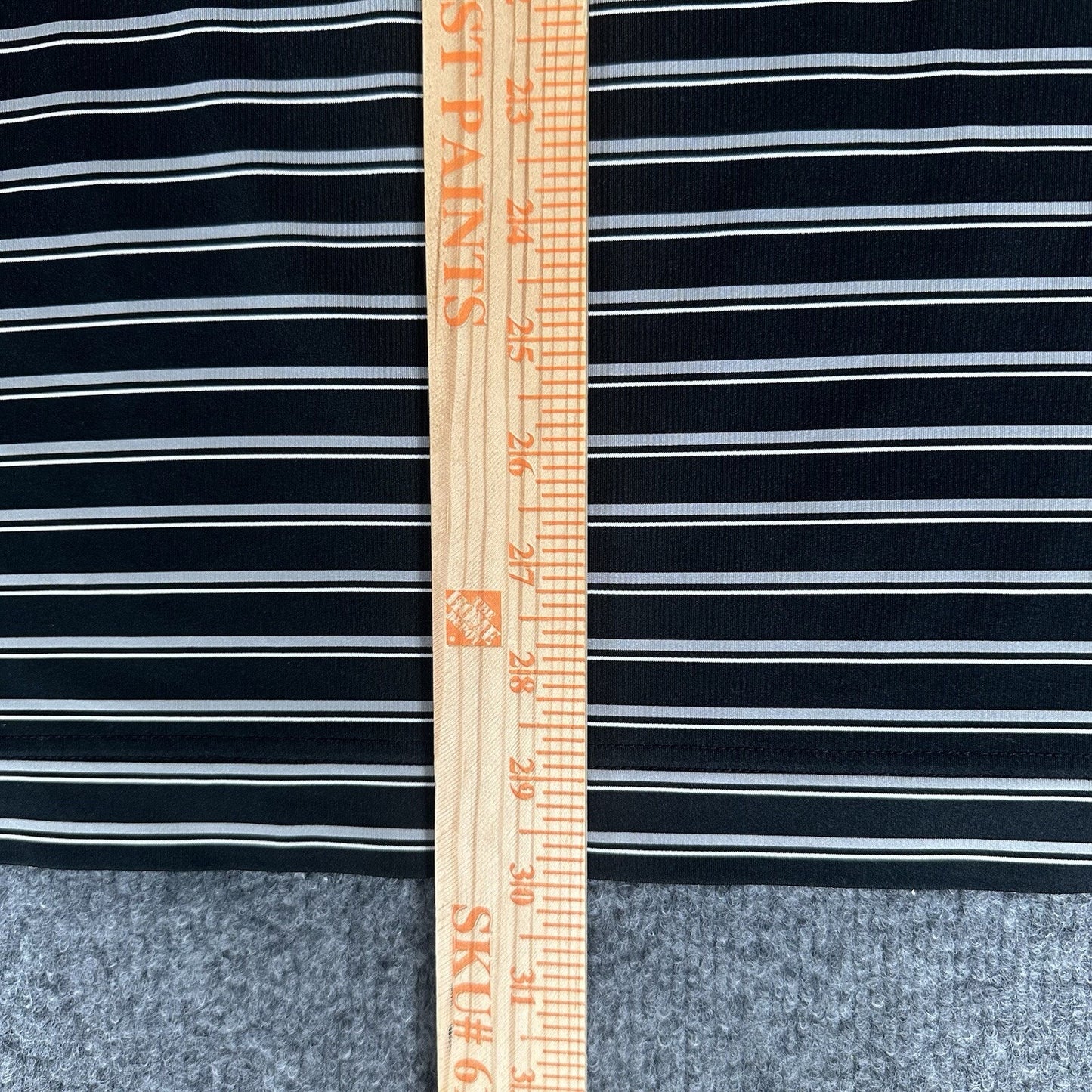 Footjoy Polo Shirt Mens XL Black Grey Striped Athletic Fit FJ Golf Short Sleeve