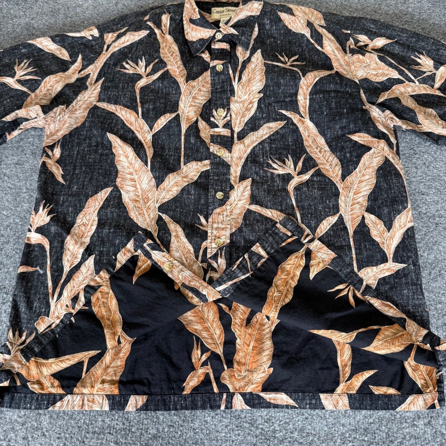 Cooke Street Hawaiian Shirt Mens Large Reverse Print Aloha Palm Leaf Tropical