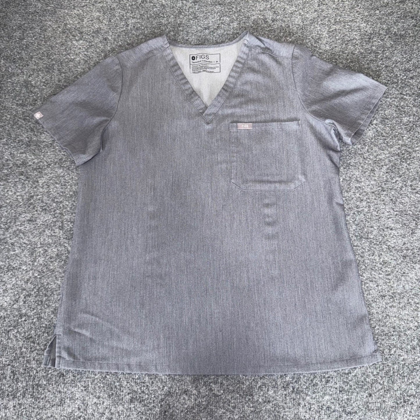 FIGS Catarina Zamora Scrub Top Pants Set Women Gray Medium 32x29 Nursing Uniform