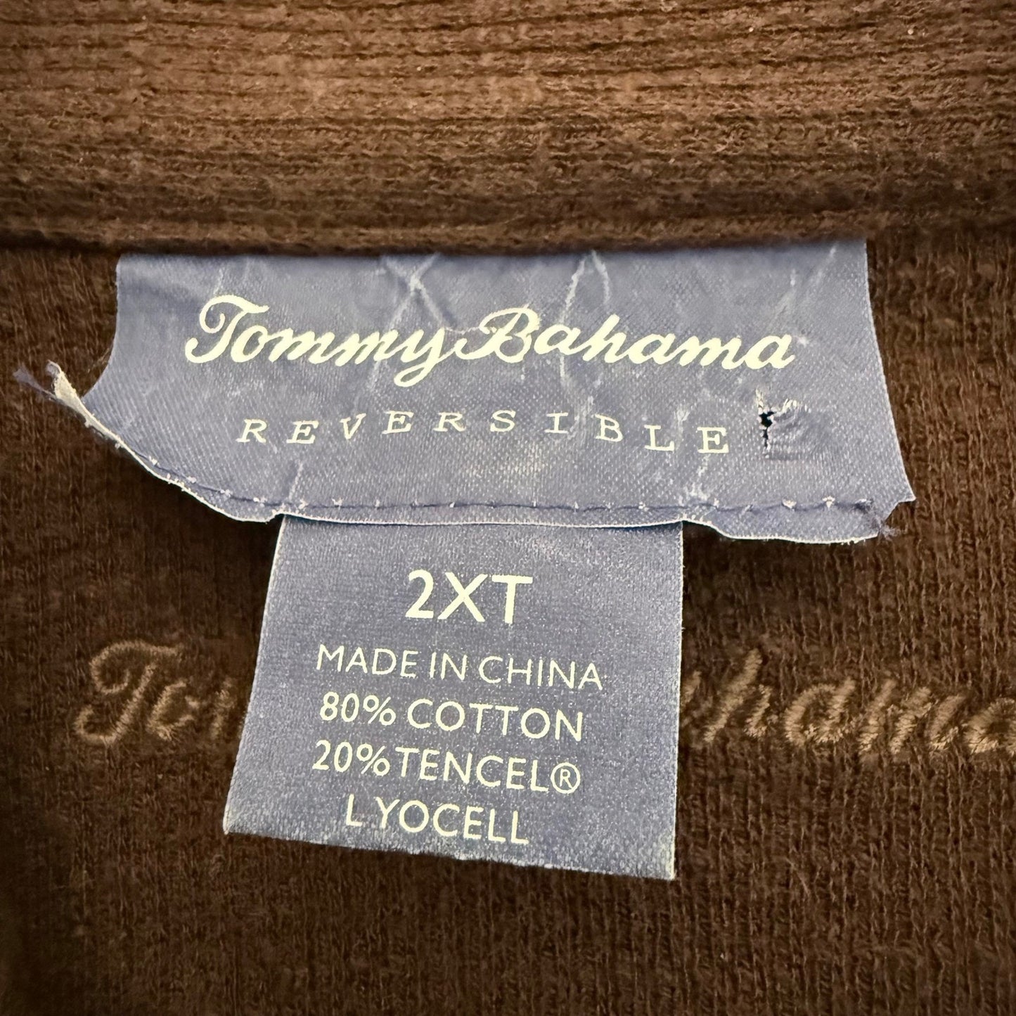 Tommy Bahama Mens 2XT Reversible 1/4 Zip Pullover Burgundy Brown Casual Comfort