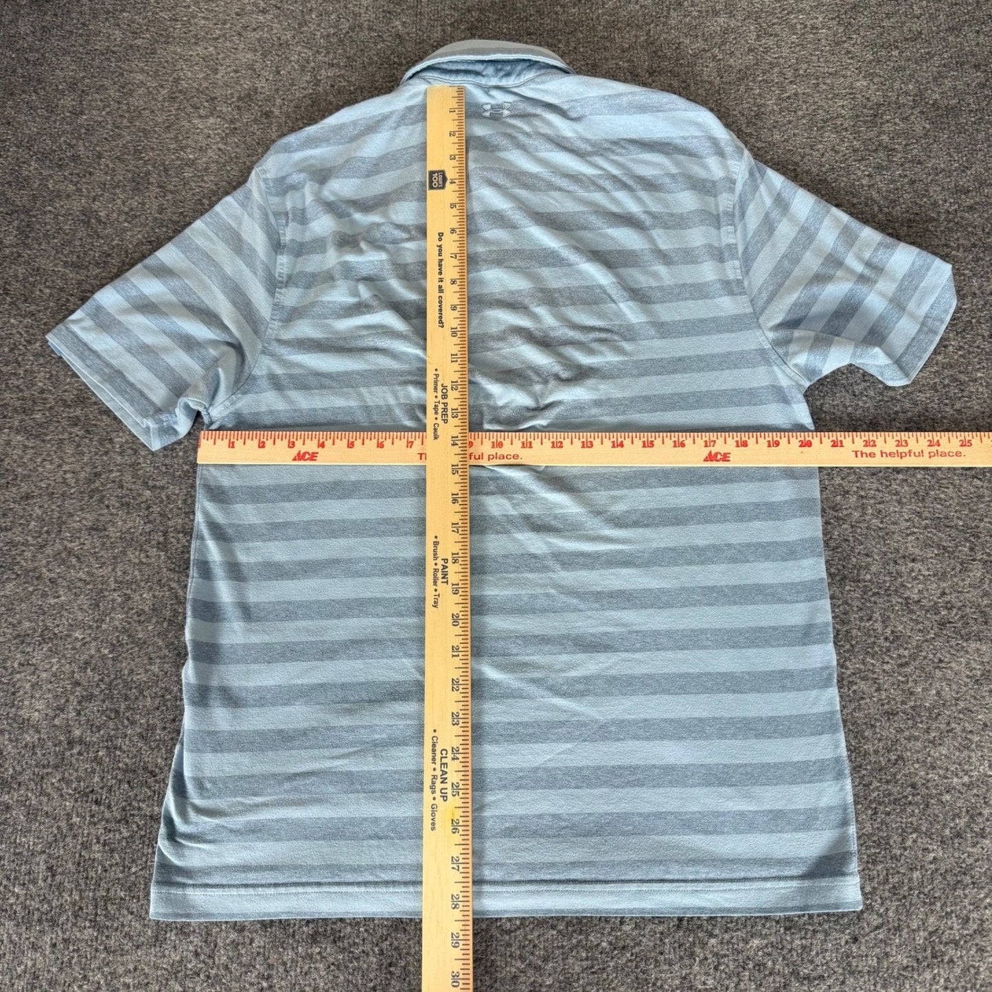 Under Armour HeatGear Striped Polo Shirt Mens Medium Loose Fit Golf Casual Blue