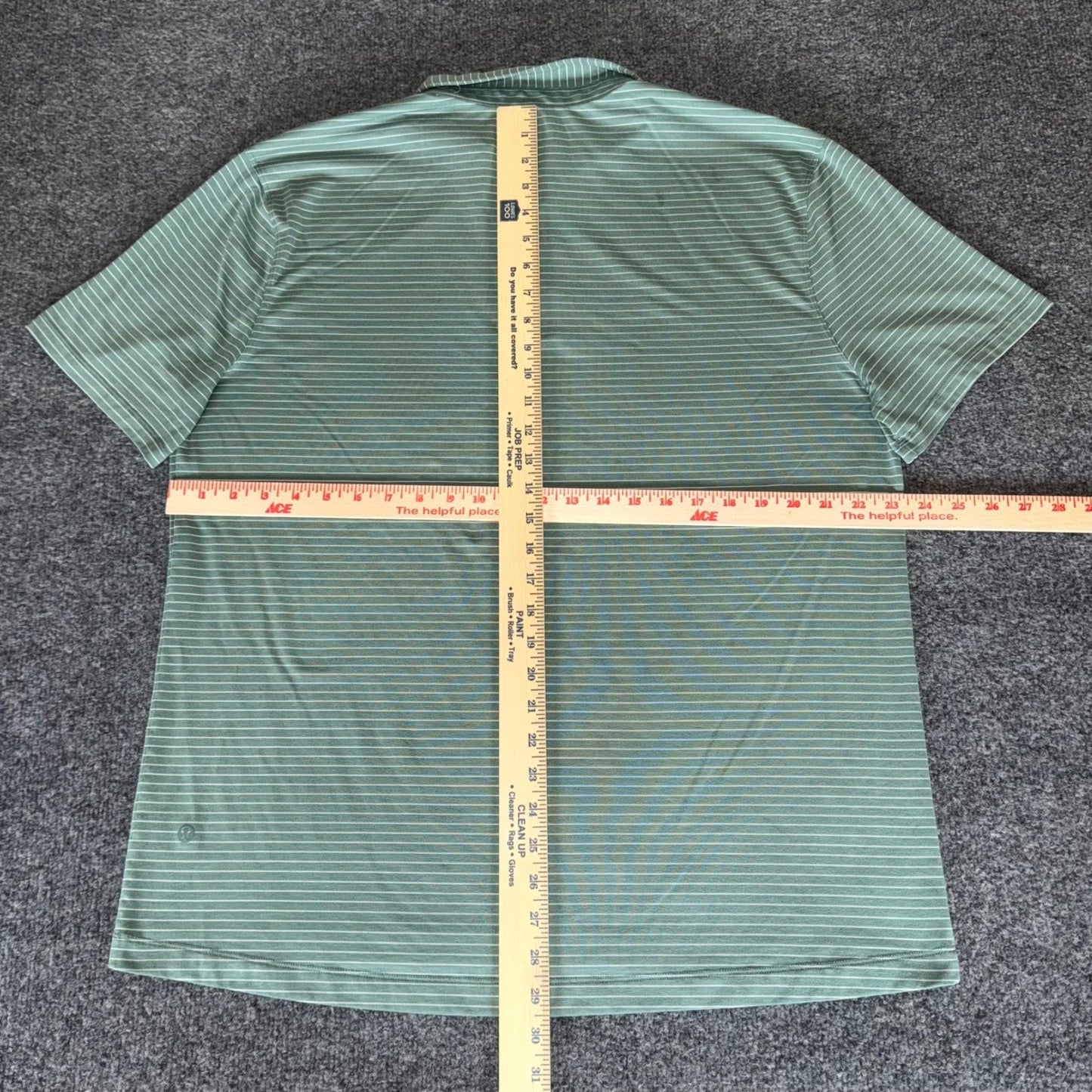 Lululemon Polo Shirt Mens XL Green Striped Golf Athletic Short Sleeve Casual