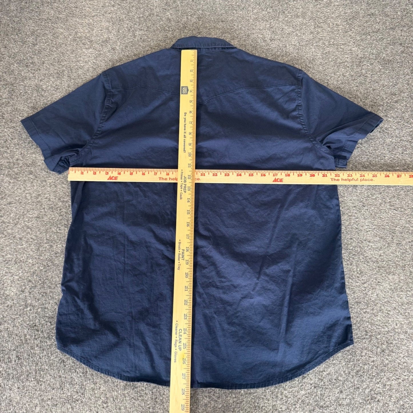 Lucky Brand Mens Navy Blue Short Sleeve Western Pearl Snap Shirt Large Casual