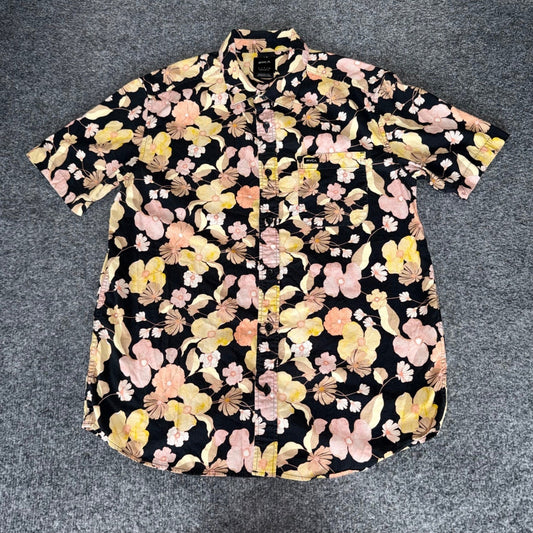 RVCA Mens Small Floral AOP Short Sleeve Button Up Shirt Regular Fit Surf Casual