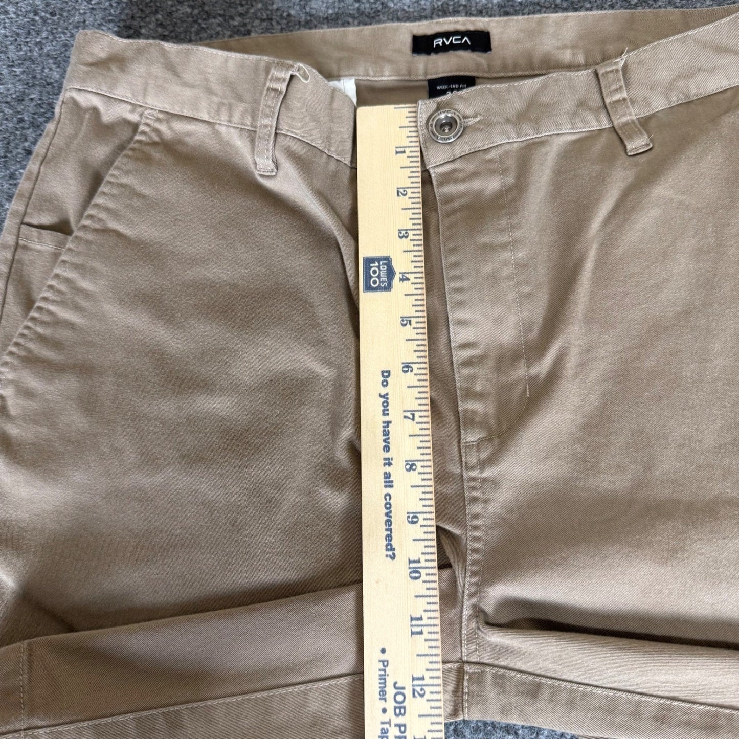 RVCA Weekend Fit Khaki Shorts Mens 36 Casual Chino Cotton Stretch Skate Grunge