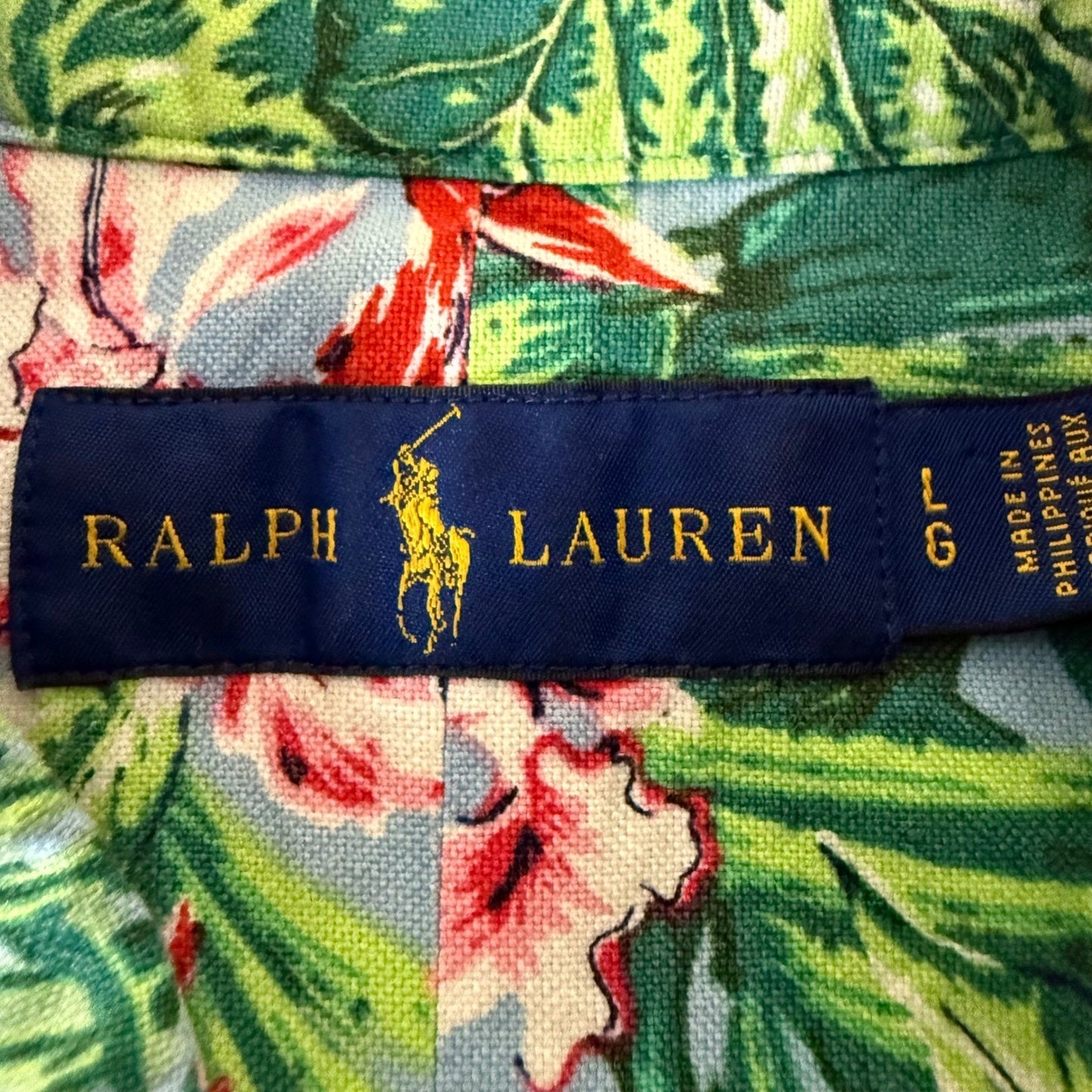 Ralph Lauren Hawaiian Shirt Mens Large Floral Button Down Short Sleeve Casual