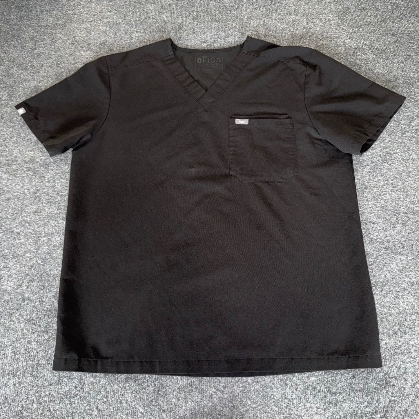 FIGS Leon Three-Pocket Scrub Top Mens Large Black Medical Nursing Clinic Uniform
