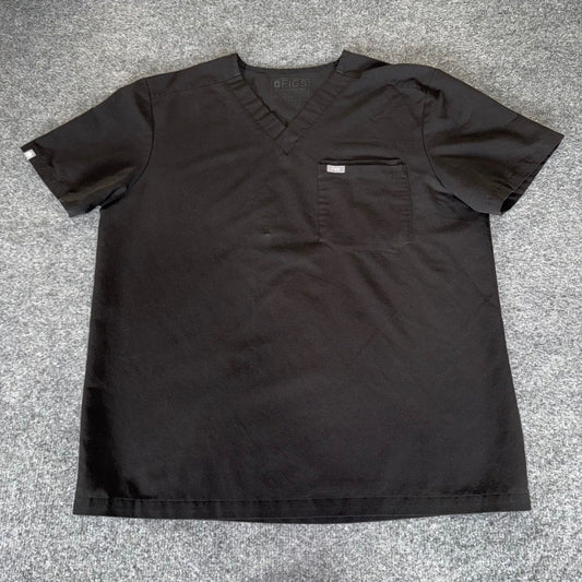 FIGS Leon Three-Pocket Scrub Top Mens Large Black Medical Nursing Clinic Uniform