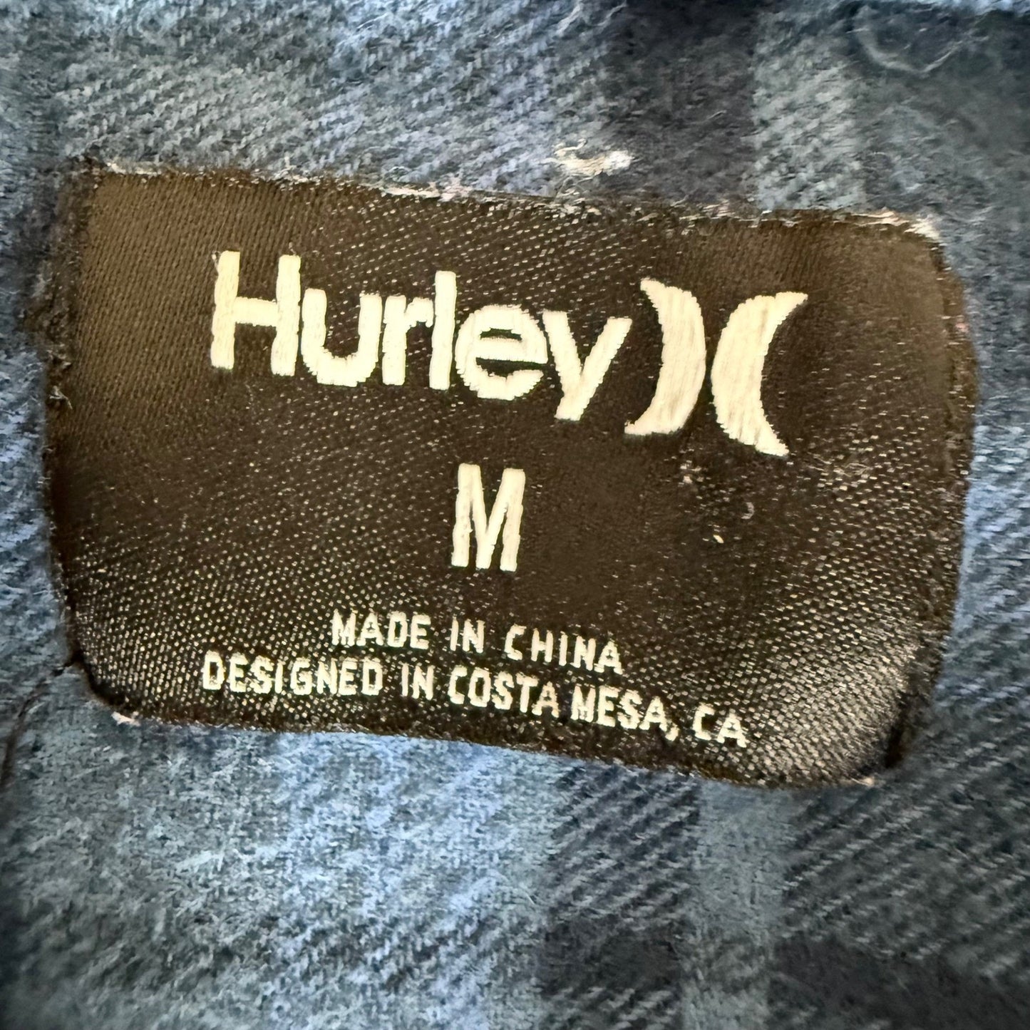 Hurley Mens Organic Cotton Flannel Plaid Button Down Shirt Blue Navy Medium