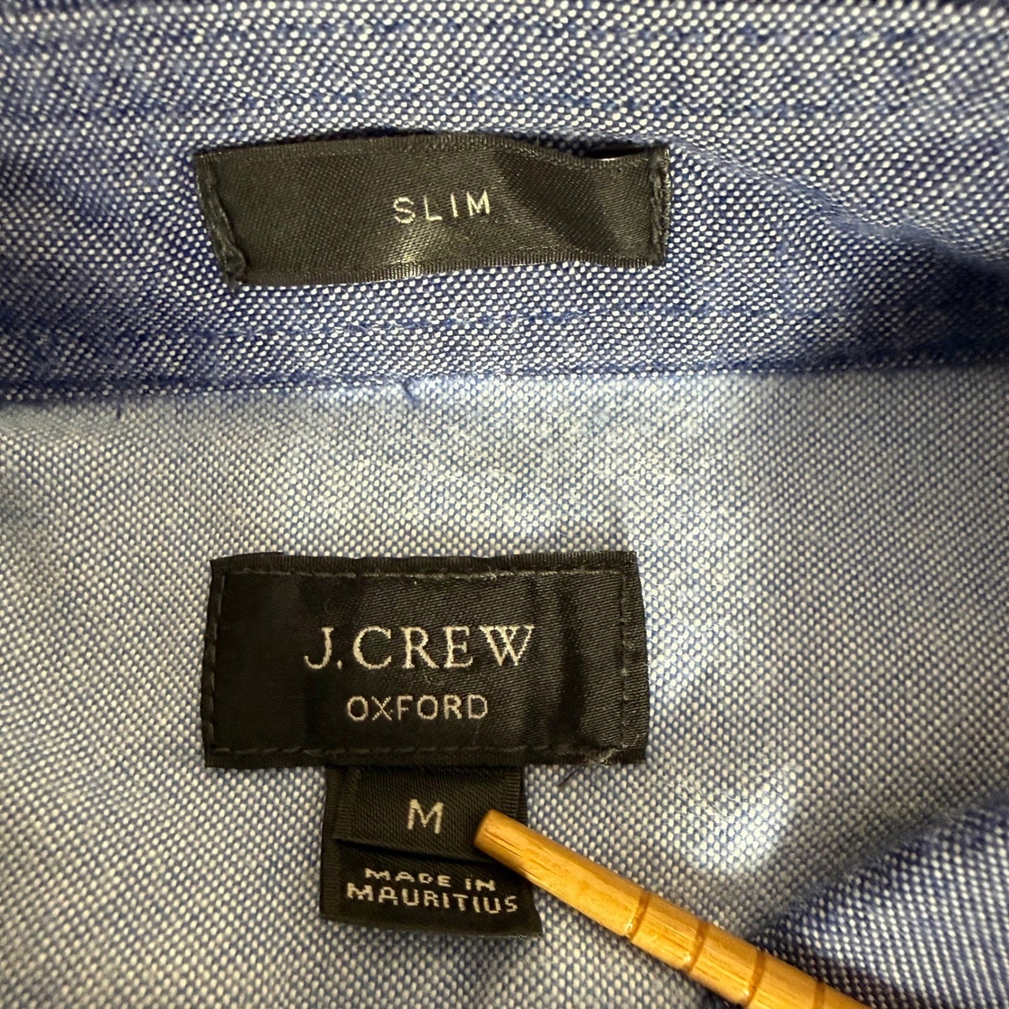 J Crew Oxford Shirt Men M Blue Chambray Placket Slim Fit Long Sleeve Button Down