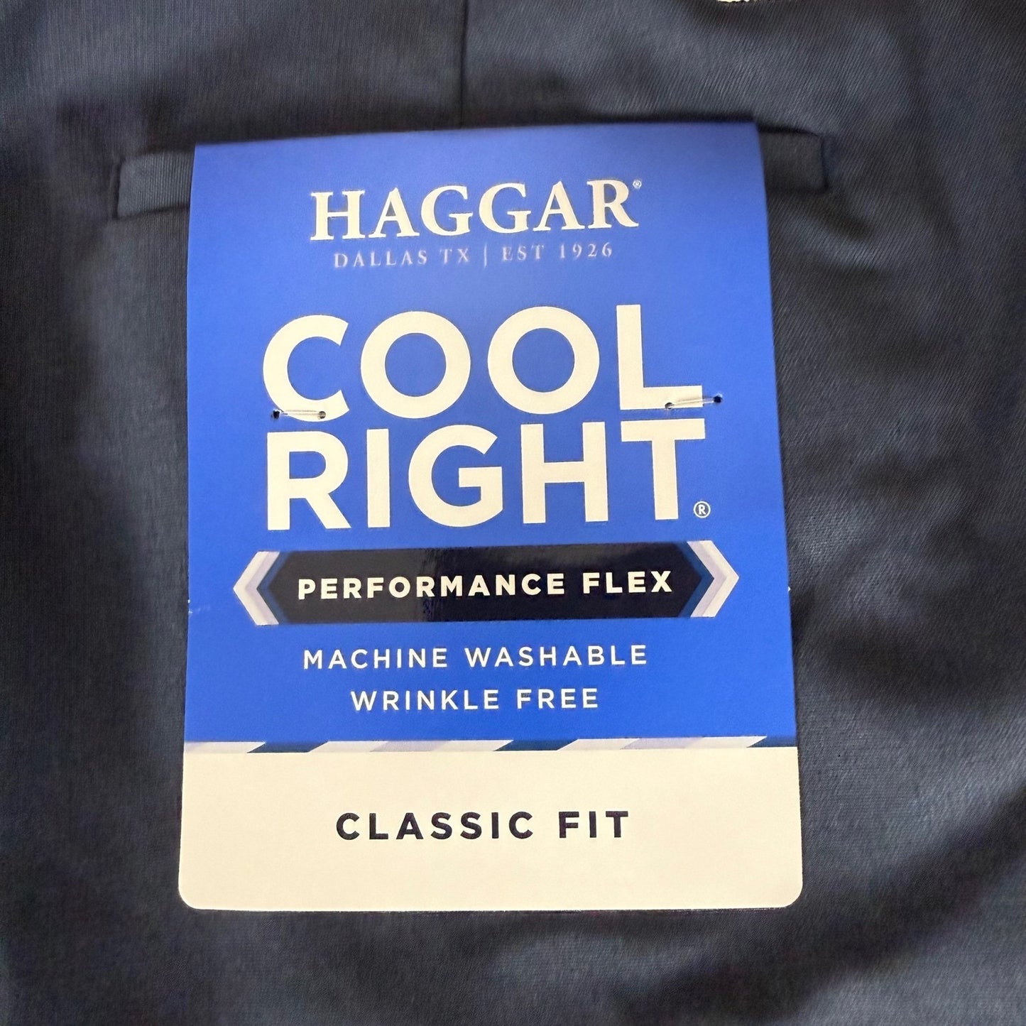 Haggar Cool Right Performance Flex Dress Pants Mens 34x32 Navy Blue Classic Fit