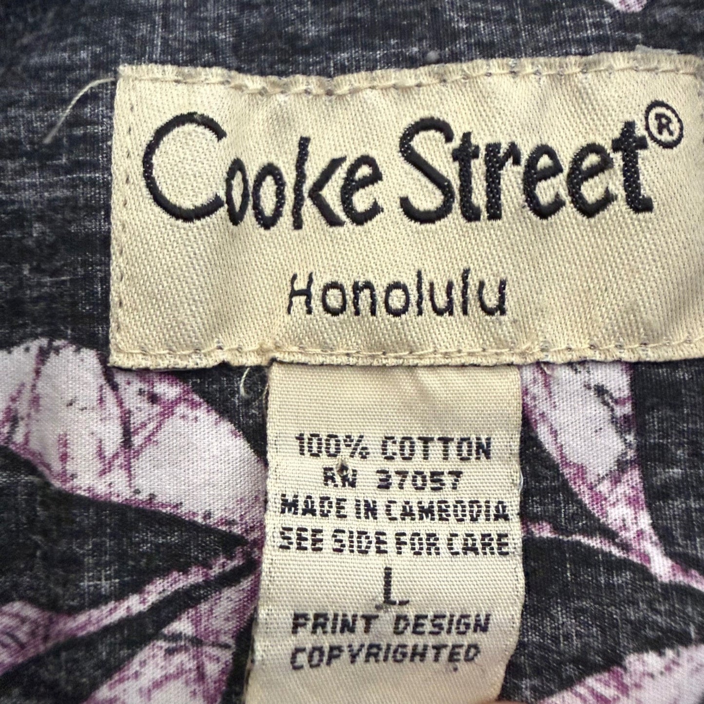 Cooke Street Hawaiian Shirt Mens L Floral Reverse Print Short Sleeve Button Up
