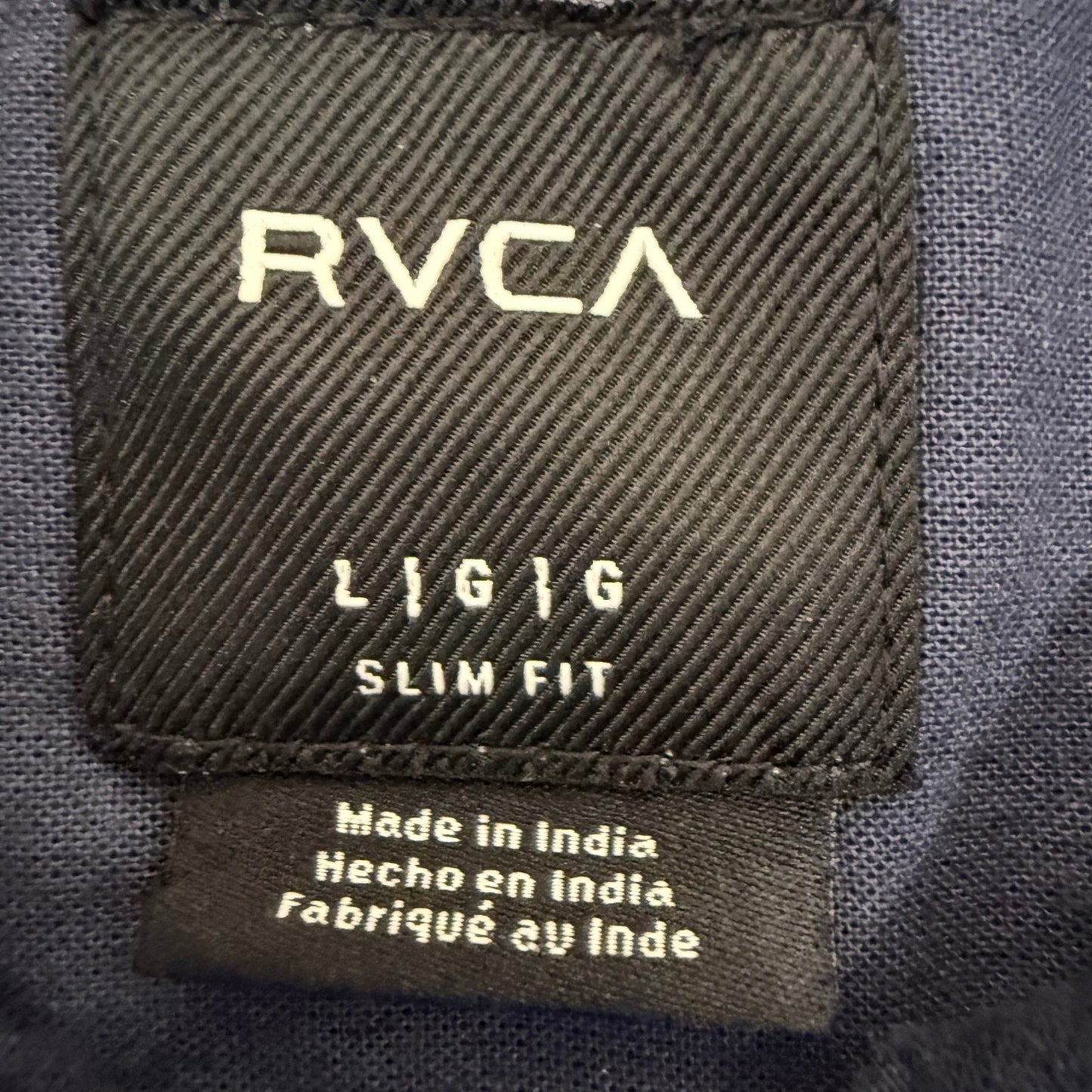 RVCA Mens Blue Colorblock Long Sleeve Button Down Slim Fit Shirt Large
