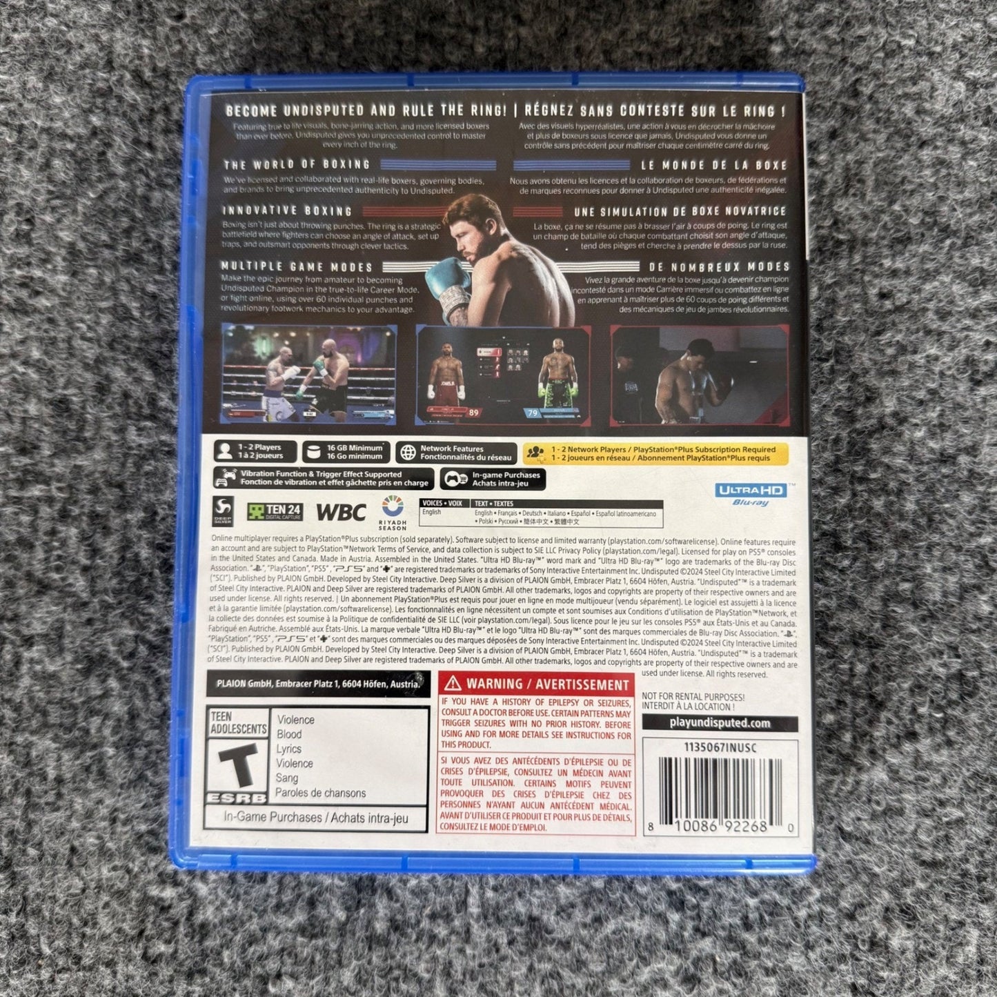Undisputed Boxing Video Game Sony PlayStation 5 PS5 No Manuel Tested Used