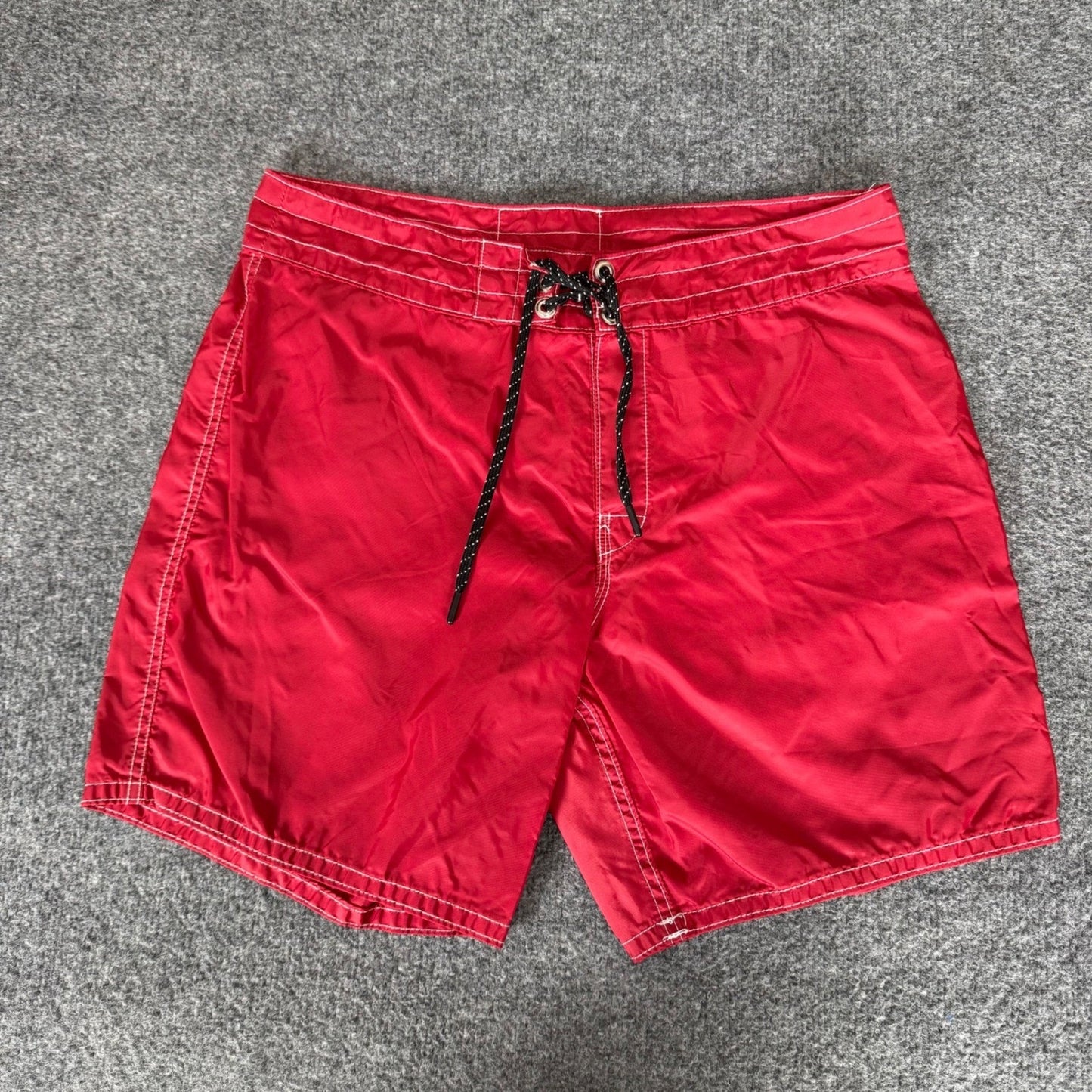 Birdwell Beach Britches Red Board Shorts Mens 32 Nylon Surf Trunks Made in USA