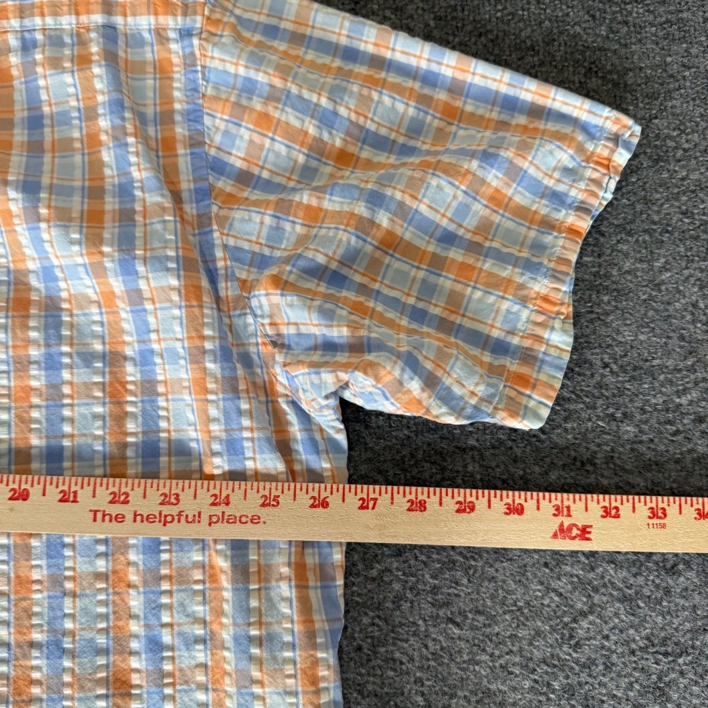 Brooks Brothers 346 Mens XL Short Sleeve Button Up Shirt Seersucker Plaid Cotton