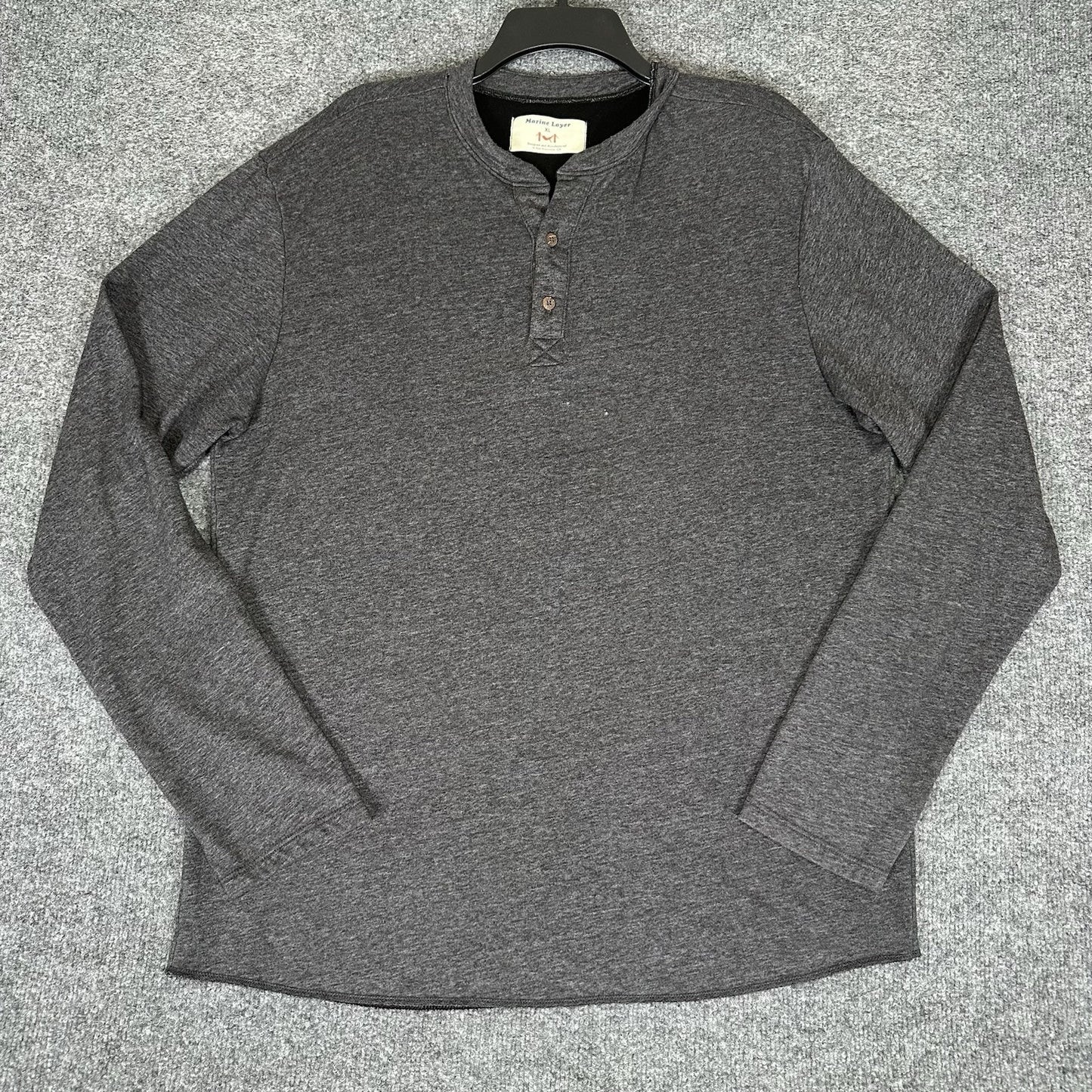 Marine Layer Henley Sweatshirt Mens XL Grey Long Sleeve Pullover Rayon Adult