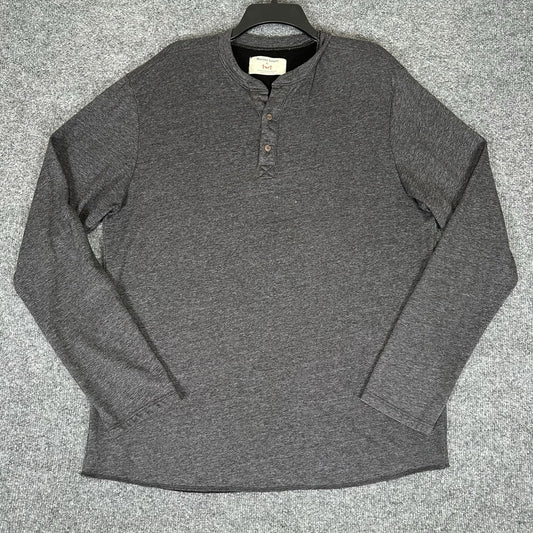 Marine Layer Henley Sweatshirt Mens XL Grey Long Sleeve Pullover Rayon Adult
