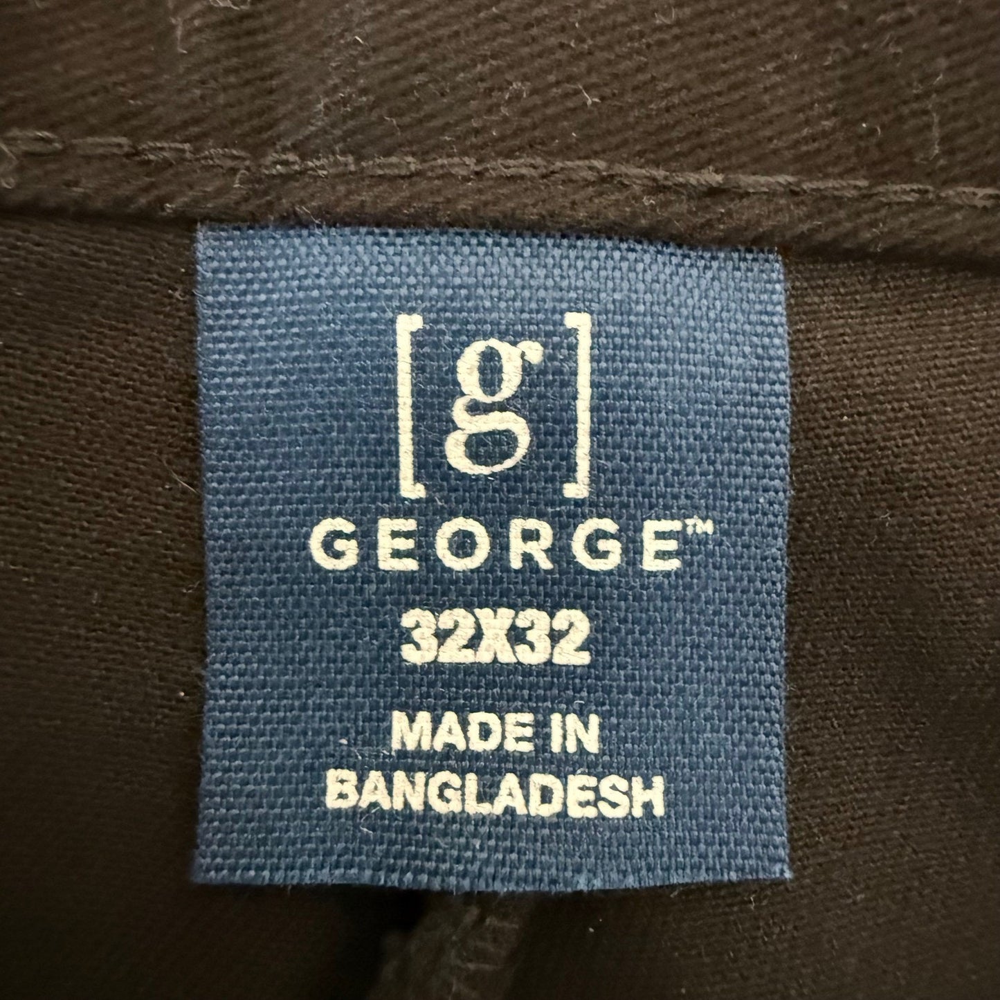 George Men Regular Fit Straight Leg Chino Pant Black 32x32 NWT Casual Flat Front